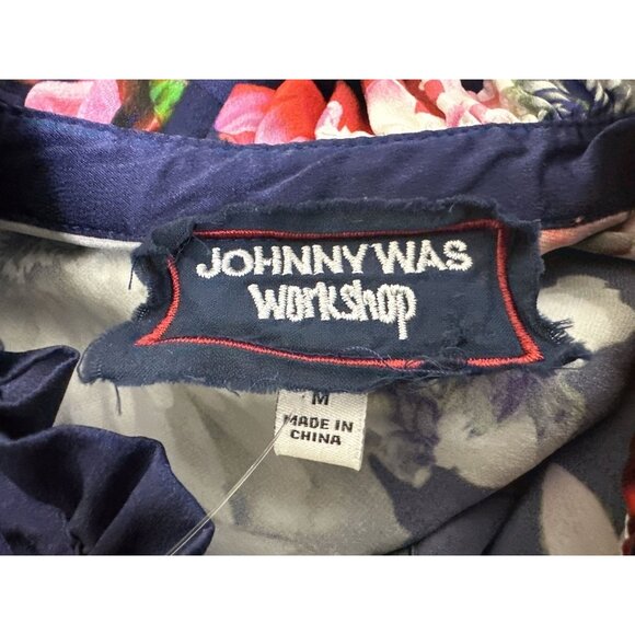 Johnny Was Silk Floral Button-Up Blouse w/Ruffle Collar & Cuffs - Picture 7 of 8